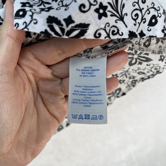 Boden Floral Linen Blend Vneck Wrap Top Women’s Sz 6 Black White Classic - Picture 5 of 9